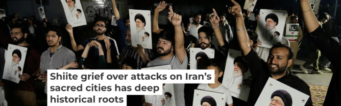 Shiite Muslims chant slogans during a demonstration in Lahore, Pakistan, on March 8, 2026, to condemn the killing of Ayatollah Ali Khamenei. AP Photo/K.M. Chaudary